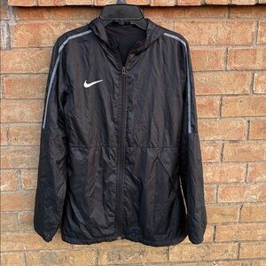 Nike Black Hooded Jacket with White Logo